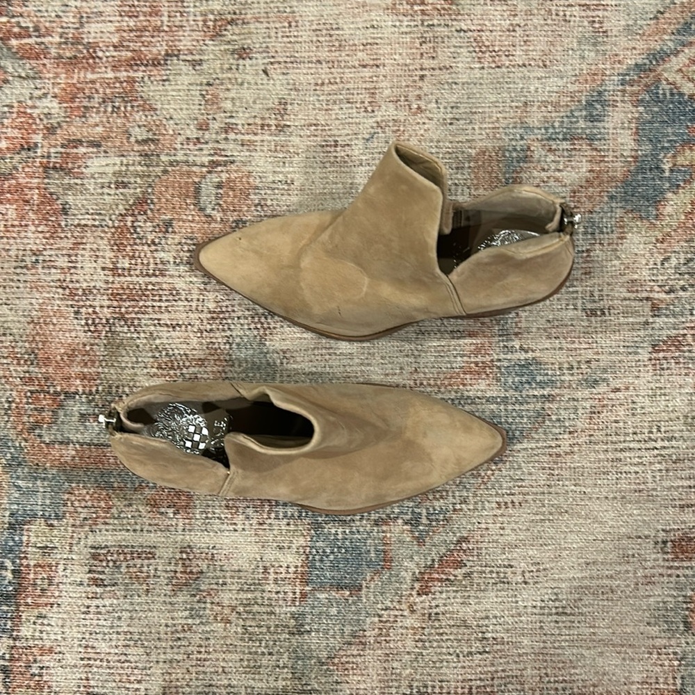 Franco Sarto Tan Suede zip up booties. Size 5.5